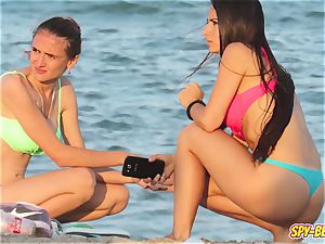 spycam Beach super-hot Blue bathing suit panty amateur teenager movie