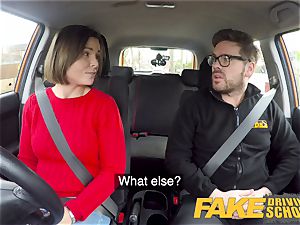 fake Driving college Jealous learner with supreme boobs