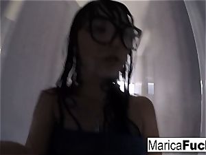 Marica Hase in marvelous lingerie jerks in the mirror